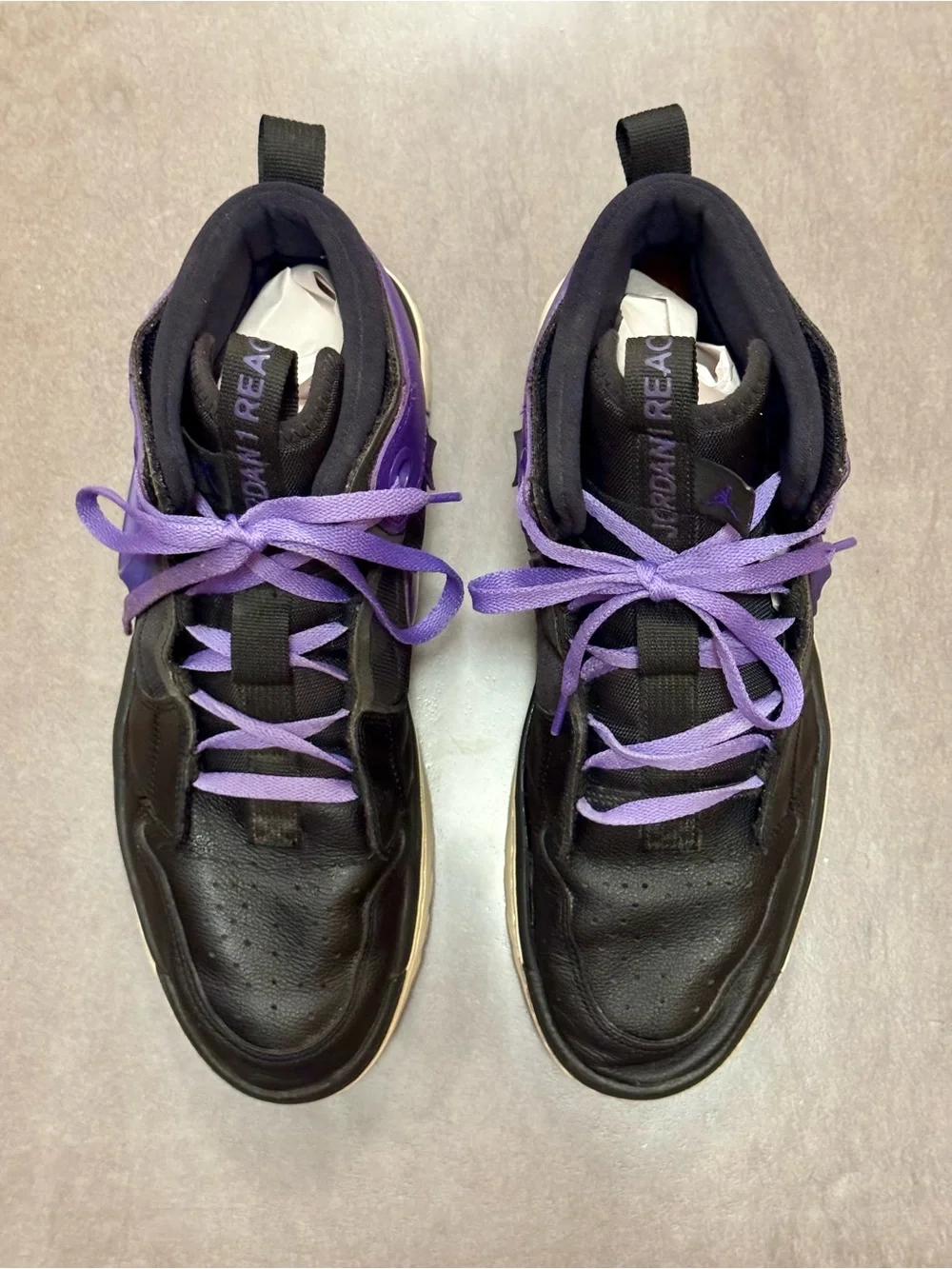 Jordan Air Jordan 1 High React High-Top Sneakers in Purple & Black, Men’s 11